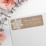 Folk art winter snowflake Christmas return address Return Address Label<br><div class="desc">Return address labels featuring a white snowflake in a whimsical,  folk art style on a printed Kraft paper look background. Customisable name and address.</div>