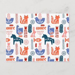 Folk Art Woodland Animal Postcard