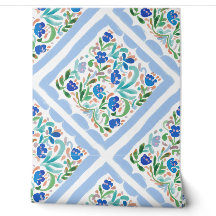 Folk blue wallpaper