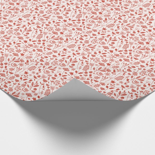 Folk Botanical Print Wrapping Paper (Corner)