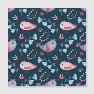 Folk Chickens: Watercolor Seamless Pattern.
