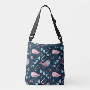 Folk Chickens: Watercolor Seamless Pattern. Crossbody Bag