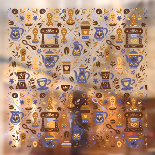 Folk coffee pattern for barista shop