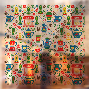 Folk coffee pattern on light background