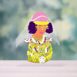 Folk Costume-Inspired Acrylic Art Sign