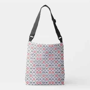 Folk Cross Stitch Seamless Pattern Crossbody Bag