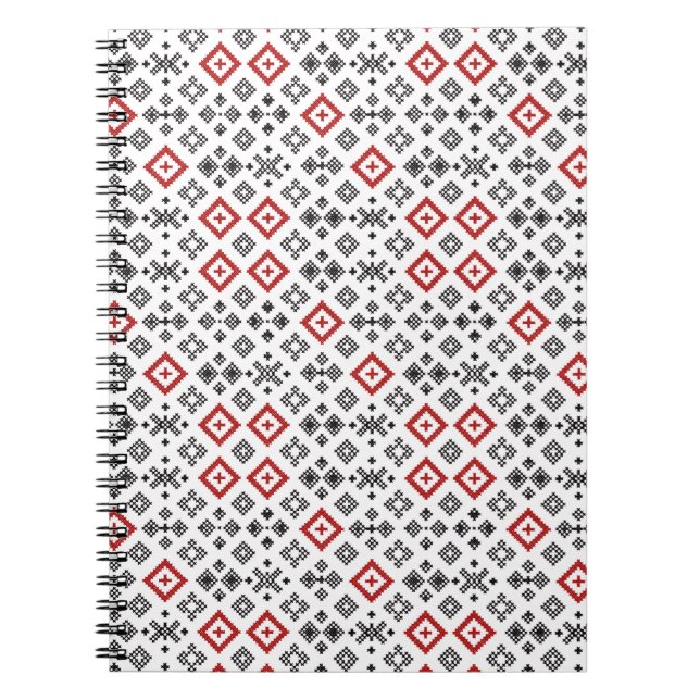 Folk Cross Stitch Seamless Pattern Notebook (Front)
