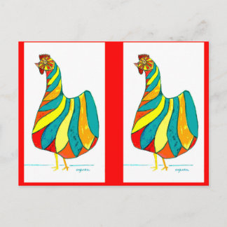 Folk Dancer Hen x2 Postcard