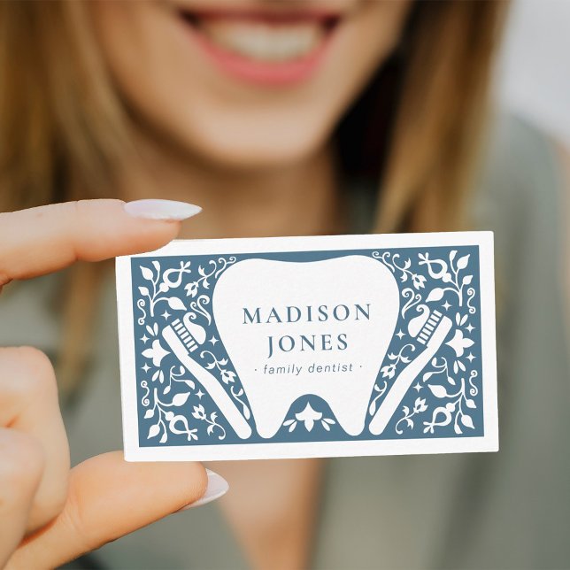 Folk Dentist logo Modern Business Card (Creator Uploaded)