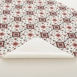 Folk Diamond Cross Stitch Seamless Pattern Sherpa Blanket