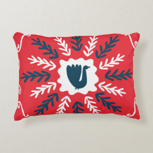 Folk Doodle Art Christmas Tile Decorative Cushion