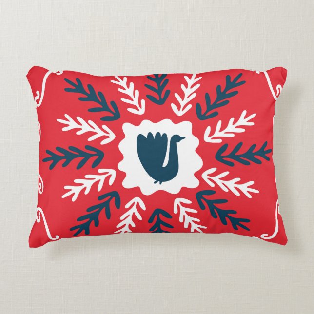 Folk Doodle Art Christmas Tile Decorative Cushion (Front)
