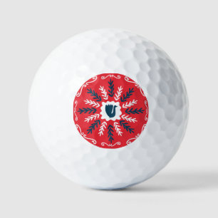 Folk Doodle Art Christmas Tile Golf Balls