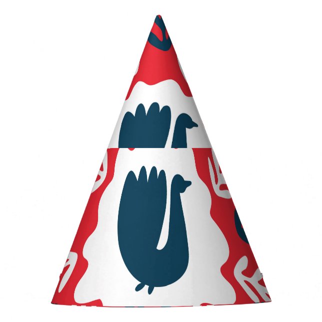 Folk Doodle Art Christmas Tile Party Hat (Front)