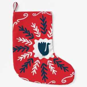 Folk Doodle Art Christmas Tile Small Christmas Stocking