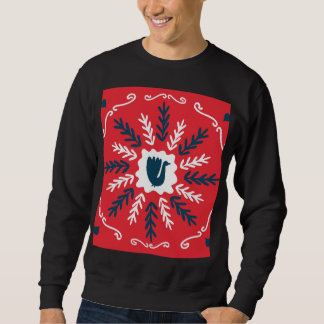 Folk Doodle Art Christmas Tile Sweatshirt