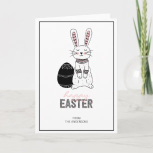 Folk Easter Bunny Rabbit Greeting Card