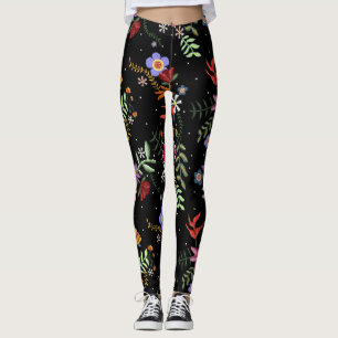 Folk embroidering leggings