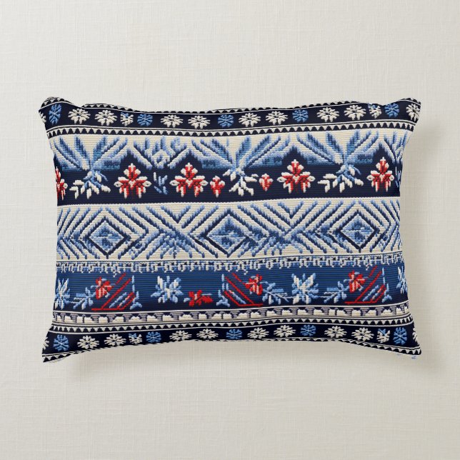 Folk Embroidery Stripe Pattern Decorative Cushion (Front)