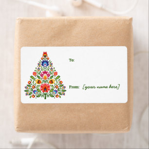 Folk Enchantment: Christmas Tree Gift Tag Sticker