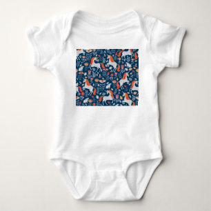 Folk Fantasy: Unicorns, Rabbits, Birds Baby Bodysuit