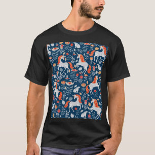 Folk Fantasy: Unicorns, Rabbits, Birds T-Shirt