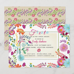 Folk Fiesta Bridal Shower Invitations Watercolor