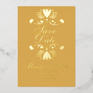 Folk Flora Save the Date Pressed   Foil Invitation