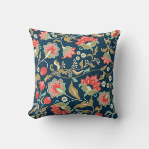 Folk Floral Colourful: Hand Drawn Seamless Cushion