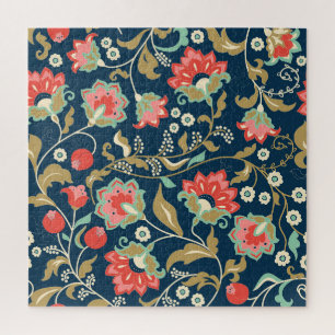 Folk Floral Colourful: Hand Drawn Seamless Jigsaw Puzzle