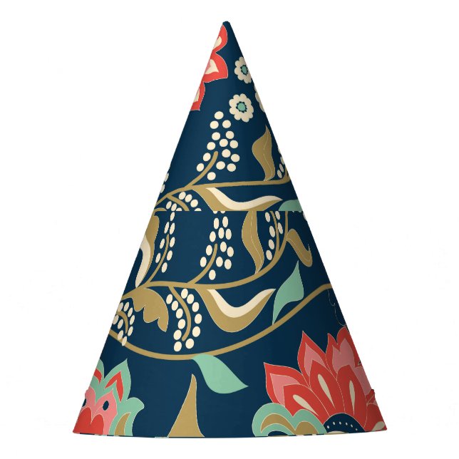 Folk Floral Colourful: Hand Drawn Seamless Party Hat (Front)