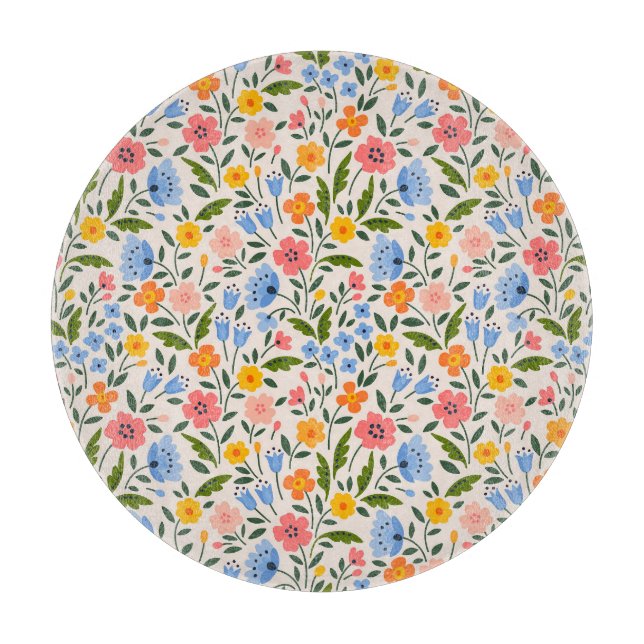 Folk Floral: Colourful Small Patterns Cutting Board (Front)