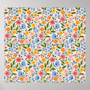Folk Floral: Colourful Small Patterns Poster