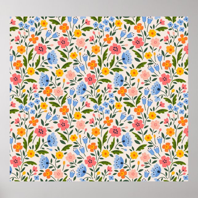 Folk Floral: Colourful Small Patterns Poster (Front)