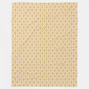 Folk Floral Fleece Blanket – Golden Tile Pattern