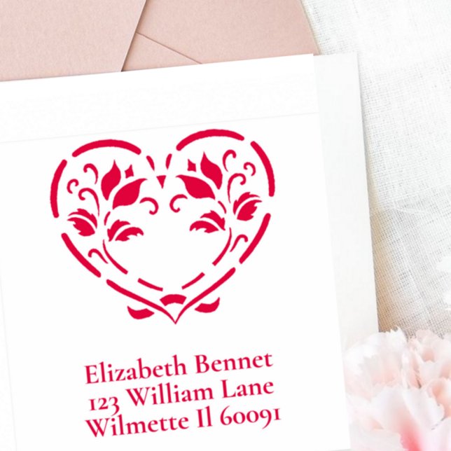 Folk floral heart self-inking stamp (Creator Uploaded)