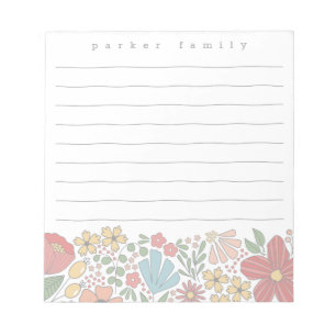 folk floral personalised notepad