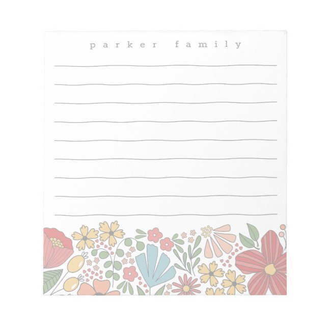 folk floral personalised notepad (Front)