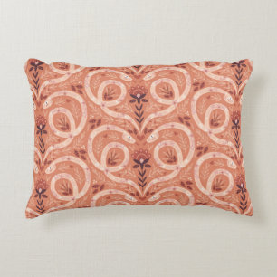 Folk floral snake symmetrical heart seamless patte decorative cushion