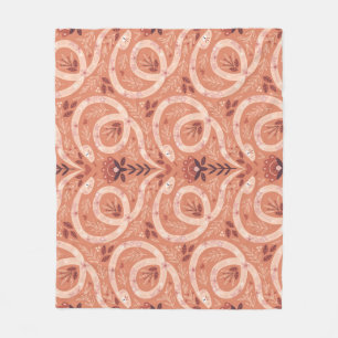 Folk Floral Snake: Symmetrical Vintage Fleece Blanket