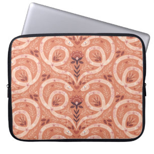 Folk Floral Snake: Symmetrical Vintage Laptop Sleeve
