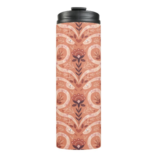 Folk Floral Snake: Symmetrical Vintage Thermal Tumbler (Front)