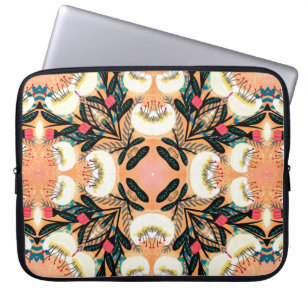 Folk floral symmetric seamless pattern hand painte laptop sleeve