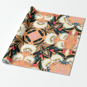 Folk floral symmetric seamless pattern hand painte wrapping paper