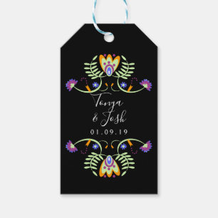 Folk Floral Wedding Flowers Mexican Bold Colours Gift Tags