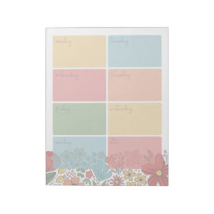 folk floral weekly planner calendar notepad