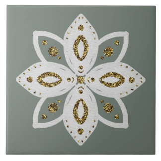 folk flower 1 lite green and white ceramic tile