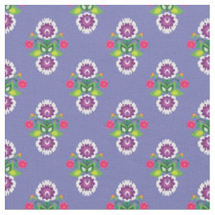 Folk Flowers -  diamond shaped composition Fabric