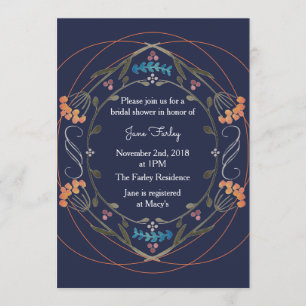 Folk Flowers Invitation w/ Navy