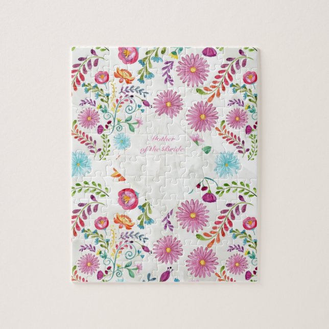Folk Flowers Mother of Bride Gift- Customisable Jigsaw Puzzle (Vertical)